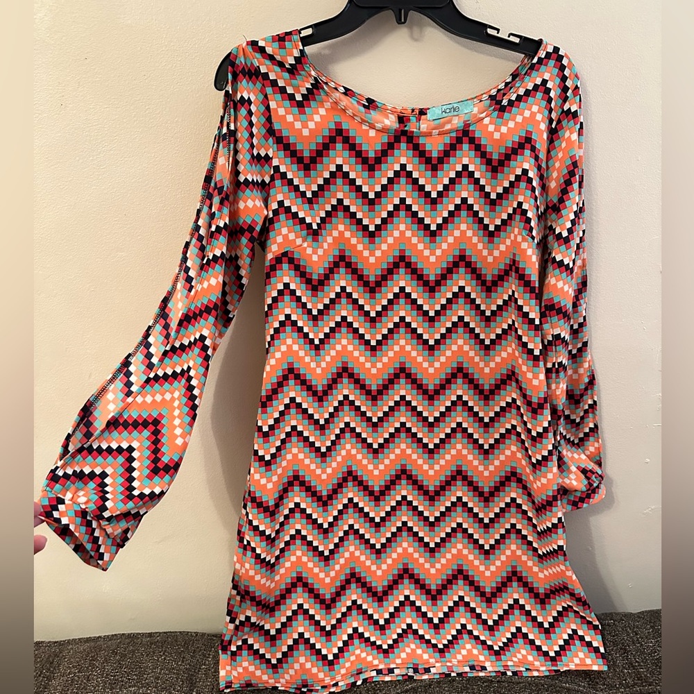 Karlie Designer Geometric Fun Dress, Cut Out Arms, Medium